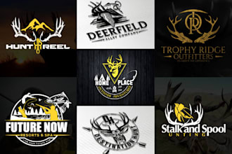 design best hunting logo, outdoor brand design, deer fishing