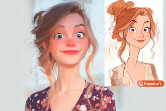draw your cartoon portrait in disney style