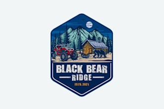 design traditional black bear ridge logo