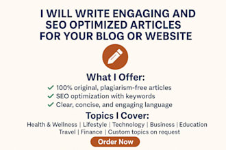 write high quality and seo frienly article for you