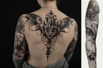 create sleeve tattoo design in geometric style