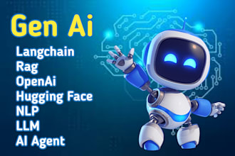 develop gen ai solution, rag, train ai models, llm, ai chatbot, nlp and ai agent