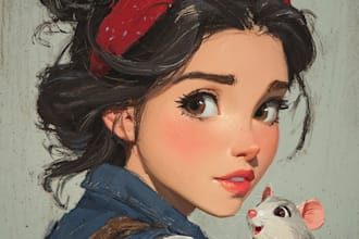 draw a portrait in semi realism disney cartoon style