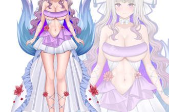 draw design character sheet and reference sheet in anime style