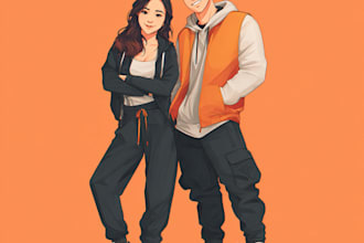 draw couple portrait illustration
