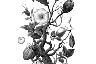 create a botanical illustration of flower illustration