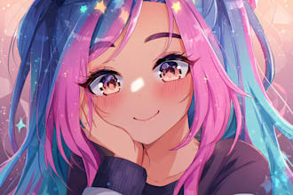 draw kawaii anime, vtuber illustration, fanarts