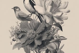 draw botanical illustration of flowers