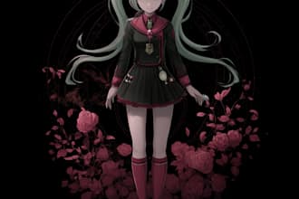 illustrate danganronpa characters in dramatic anime style