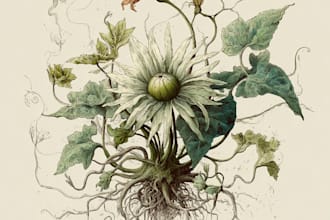 do botanical illustration of flowers, plants, and fruits