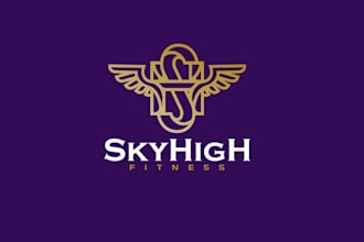 design powerful modern traveling fitness female brand logo