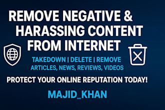 takedown,delete,or remove negative news,articles,harassing posts from internet