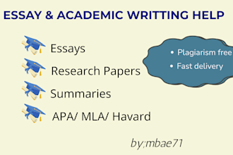 essays, research summaries, and academic editing
