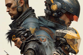 make a sci fi, cyberpunk, fantasy character design sci fi art