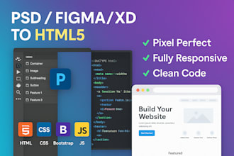 convert PSD to html, xd to html and PDF to html