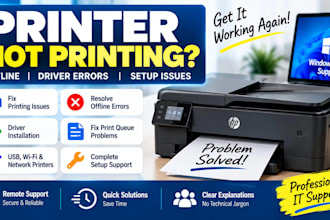 fix printer not printing, offline, driver and setup problems