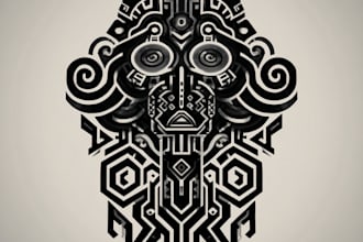 create cyber sigilism tribal design