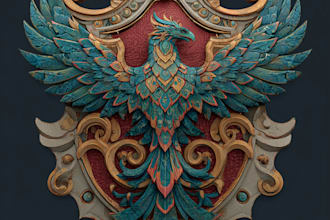 make 3d emblem logo with fantasy game style