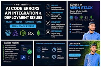fix ai generated code, react, express, mern errors and apis