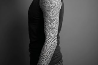 do tattoo design linework, geometrical sleeve tattoo