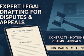 draft legal complaints, motion petition, tort claims, contract breach