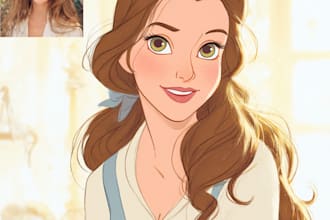 draw cartoon portrait in disney cartoon illustration
