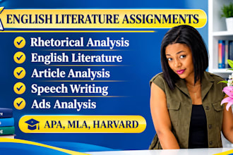 do english literature, rhetorical analysis of articles, speeches, ads assigned