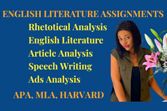 do english literature, rhetorical analysis of articles, speeches, ads assigned