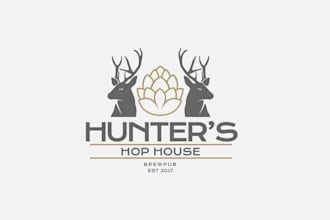 design best quality brew pub hunters hop house logo
