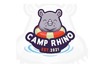 design mascot cartoon fun camp rhino logo