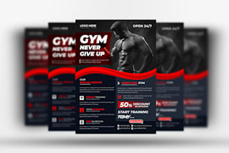 design fitness flyer, workout, gym flyer or poster design