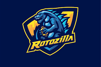 create a mascot premium godzilla custom football logo design