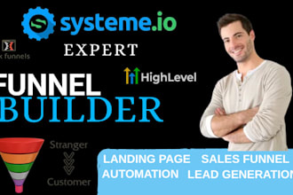 build a sales funnel, landing page on systeme io, clickfunnels, kajabi