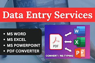 perfect ms office work, word, excel, power point, data entry