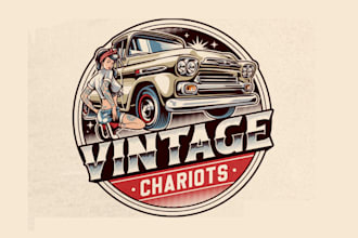 create vintage car logo, classic, retro or any vehicle