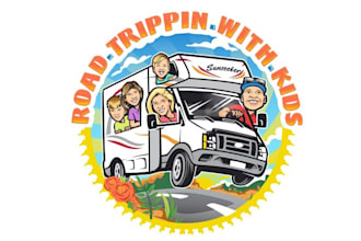 design mascot family road travel logo