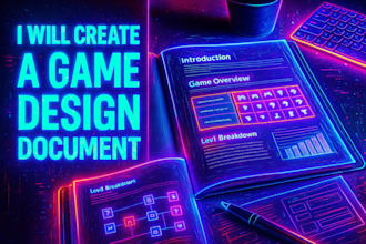 do 3d unity, unreal, VR, game design document game,moodboard,graph and chart