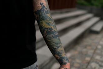 draw  tattoo design realistic, full sleeve tattoo artist