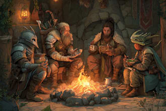 create dnd party art illustration
