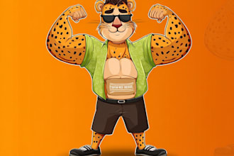create 2d vector character, cartoon mascot, animal sticker