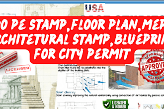 do pe stamp, floor plan, architectural stamp, blueprint for usa city permit hvac