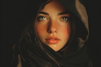 paint realistic or cartoon digital portraits
