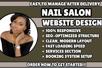 nail salon website, beauty spa website, manicure website, pedicure website