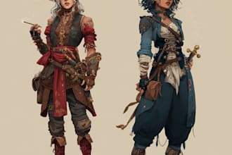 create dnd character art and sci fi concept art