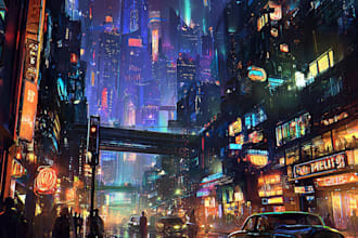 do cyberpunk futuristic city art