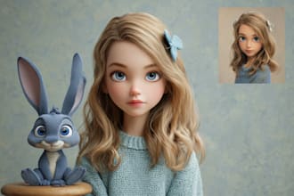 design an disney pixar style portrait art