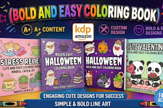 design bold and easy coloring book interior for amazon KDP
