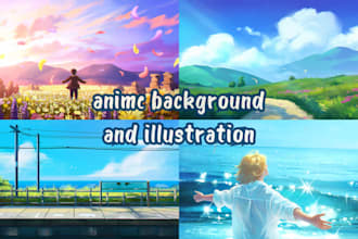 draw beautiful anime background and illustration