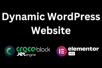 build dynamic wordpress website by elementor pro, crocoblock, jet engine