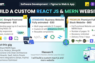 build a custom react js and mern website